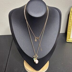 Loft Dainty Toggle Pearl Charm Long Preppy Necklace